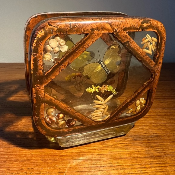 70s Lucite Butterfly & Grains Spoon Rest 3.25x6.25” Vintage Kitchen Decor Earthy - Picture 12 of 13